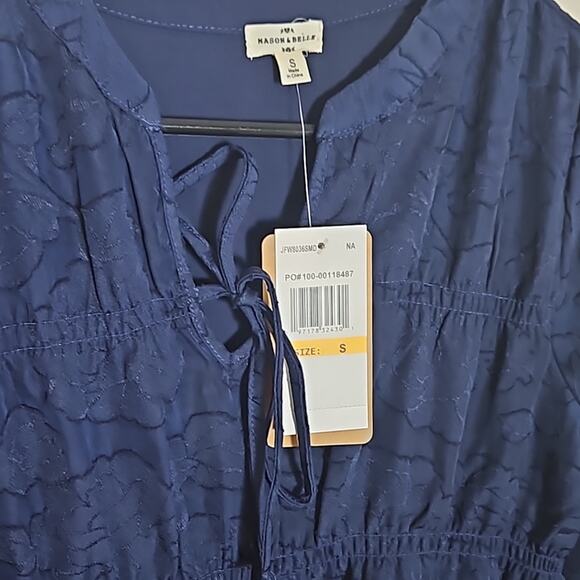 NWT Mason & Belle Romantic Navy Boho Blouse Sz Small - Picture 7 of 12